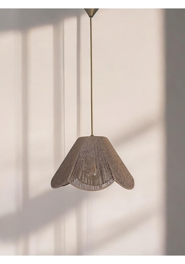 Hasır El Yapımı Bohem Çiçek Şekilli Rustik Avize - Vizon Vizon