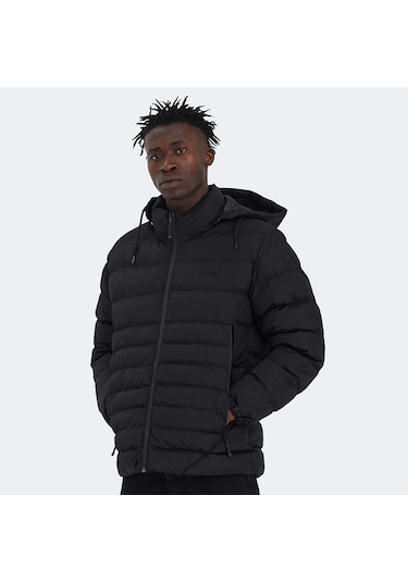 Slazenger HADI IN Erkek Kapüşonlu Şişme Siyah Mont & Kaban