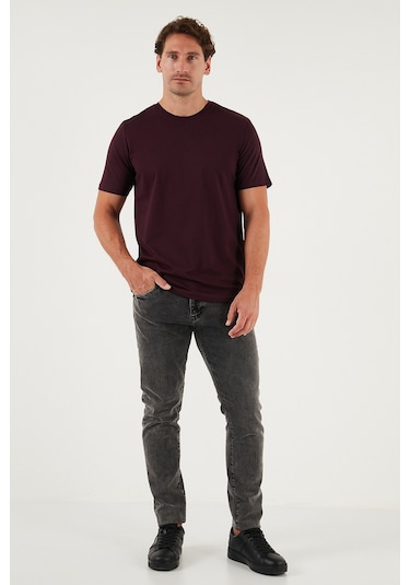 Buratti Pamuklu Regular Fit Bisiklet Yaka Erkek T Shirt 59020204 Vişne