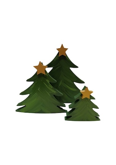 3lü Yılbaşı Ağacı Ahşap Dekor - Yılbaşı, Noel, Özel Etkinlik