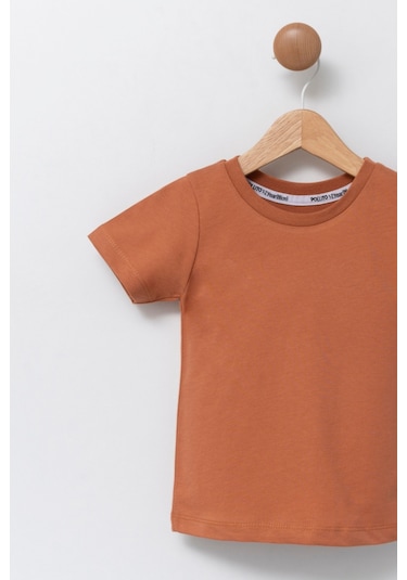 Çocuk Bisiklet Yaka Basic Düz T-shirt %100 Pamuk 001