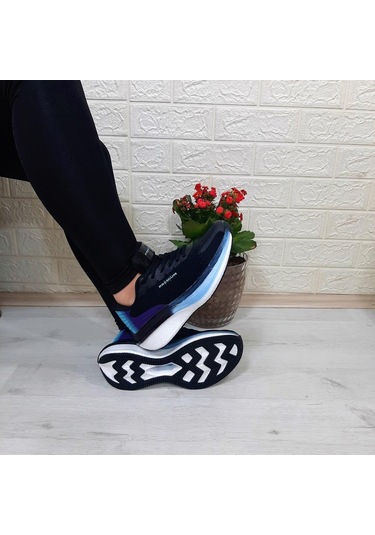 M.p 1674 Siyah-mor Fuspetli Bayan Yürüyüş Dolgu Spor Ayakkabı 001