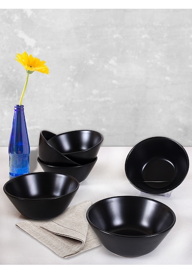 Keramika Mat Siyah Hitit Çorba Kasesi 14 CM 6 Adet