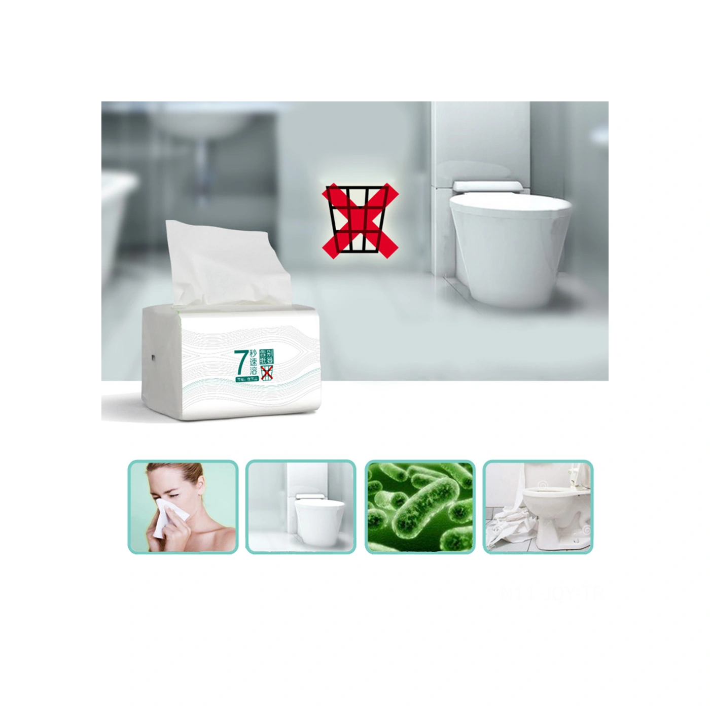 Youmex 3 Paket 3 Katlı Hızlı Çözünür Seyahat Peçeti - 150 Yaprak/paket, Yıkama Odası Uygun, Tıkanmaz, Cilt Dost, Sucuklu, Dayanıklı Beyaz