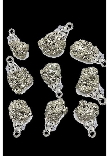 Erilsa Sertifikalı Ham İşlenmemiş Gerçek Pirit Taşı Kolye Çok Renkli