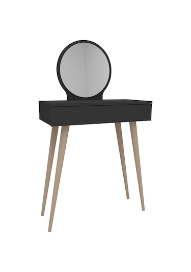 Arnetti Siena Makyaj Masası Aynalı Ahşap Ayaklı Antrasit