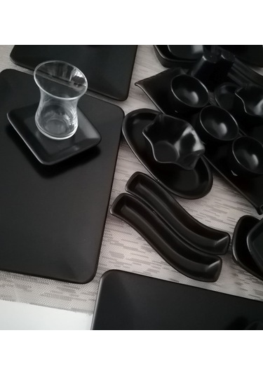 Keramika Takım Kahvaltı 36 Parça 6 Kişilik Mat Siyah Siera Siyah