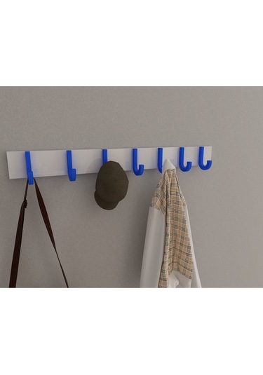 Hepsi3boyutlu Modern Duvar & Kapı Baston Askılık - 7 Adet Mavi J Askılık - Model No : 6 Mavi