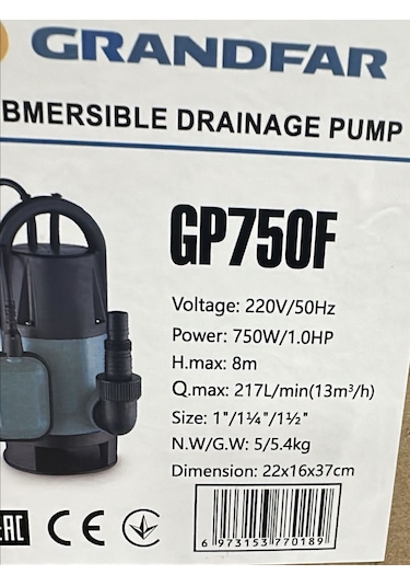 Grandfar Gp750f Drenaj Pompası - 750 Watt