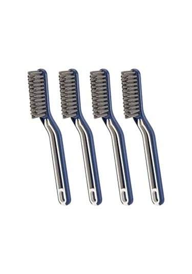 Yunboo Mavi 4'lü Paket V-şekilli Zemin Aralığı Temizleme Fırçası, Çok Amaçlı Sert Tüylü, Kırıntı Toplama Klipsiyle, Banyo-mutfak Ev Temizliği İçin Mavi