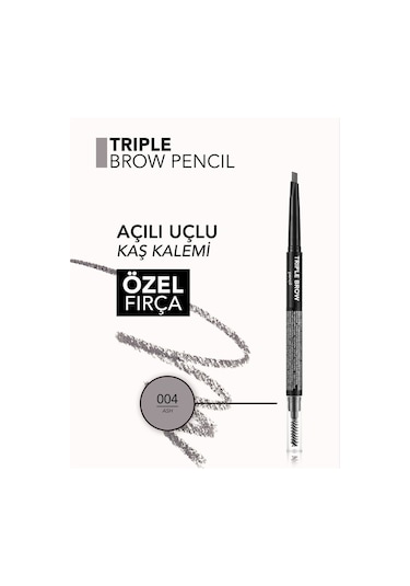 Flormar Triple Brow Kaş Pudrası ve Fırça İçeren Kaş Kalemi 004 Ash