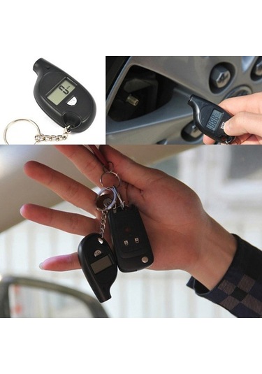 Taşınabilir Dijital Ekran Araba Lastiği Hava Basıncı Ölçer Mini Lastik Basıncı Test Cihazı Ölçme Aracı Anahtarlık İle