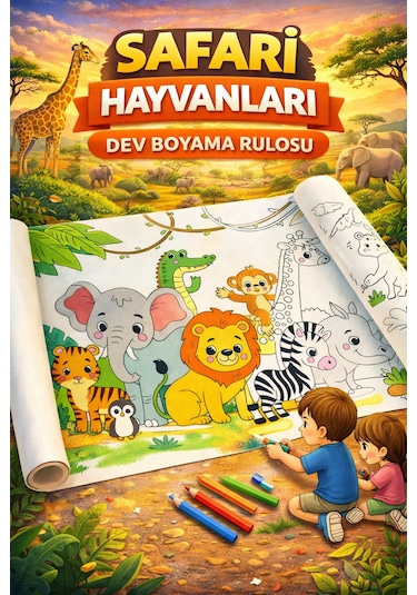 Safari Hayvanlarını Boyuyorum Dev Boyama Rulosu