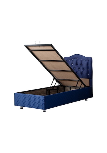 Setaymobilya Baza, Şah Lacivert Tek Kişilik Baza + Başlık, Mdf - Setay