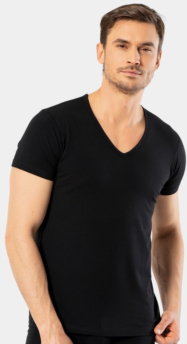 Cacharel Erkek Derin V Yaka Likralı T-shirt 1306/siyah 001