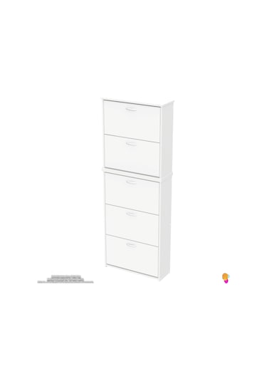 Modilayn Verve Asma Antre 72x194x26 Cm Lik 3 Düşer Kapak 10 Göz Bölmeli Ayakkabılık Beyaz