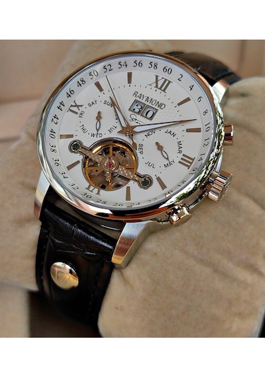 Raymond Star Serisi Beyaz Kadran Otomatik Erkek Kol Saati Gümüş
