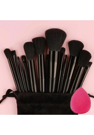 14 Pcs Makyaj Fırça Seti Göz Farı Vakfı Kadın Kozmetik Fırça Göz Farı Allık Gü Black 13pc Egg Dark Topaz