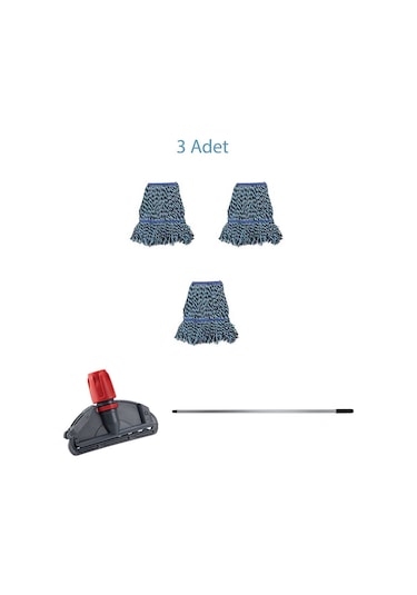 Çift Kovalı Temizlik Arabası Seti Yedek Mop Takımı - 3 Adet 17 Cm