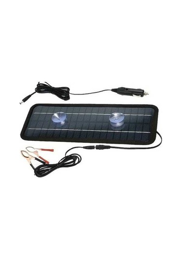 Pazly Yüksek Kaliteli Siyah Monokristalin Güneş Paneli Şarjı - 18v/12v Araba Sigara Çakmağı Adaptörü, Pil Şarjı Timsah Klips Kablosu