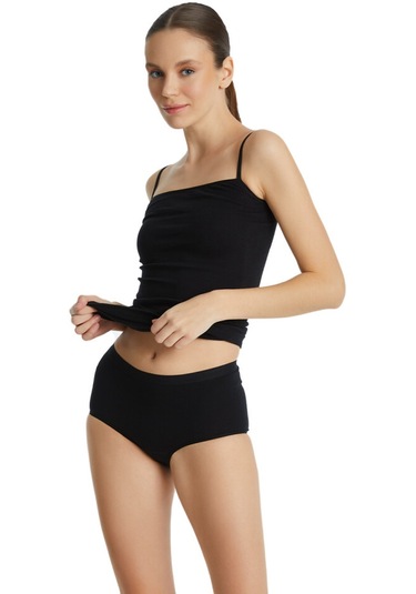 Blackspade 1306 Kadın Essential Midi Slip Siyah Siyah