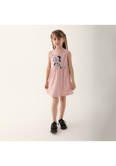 Minnie Mouse D4860-3 Çocuk  Pembe Melanj Elbise