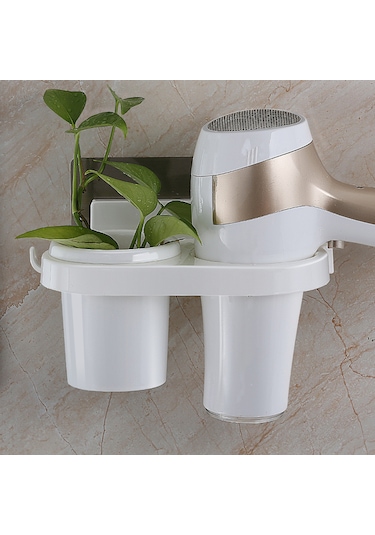 Moveevo Saç Kurutma Makinesi Tutucu Duvara Monte Saç Kurutma Makinesi Askı Rafı Düzenleyici Bardak Depolama Rafı Delme