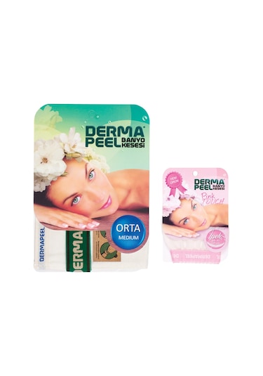 Dermapeel Orta Banyo Kesesi + Pink Touch Yüz Kesesi Beyaz
