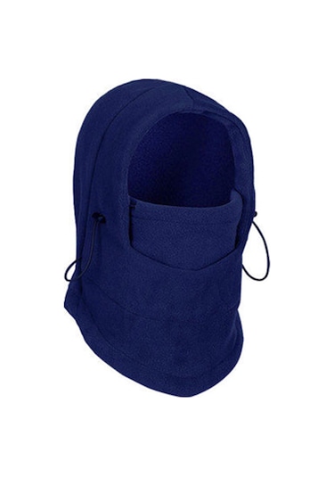 Symbee Kışlık Çift Katlı Polar Outdoor Bisiklet Antiparazit Kapaklı Korumalı Islaklık Engelleme Mavi Kask Siyah