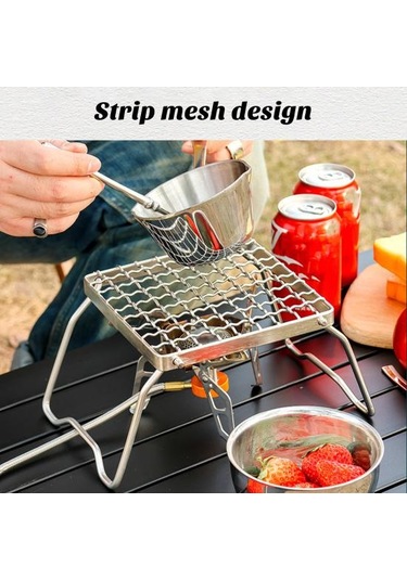 Gaz Sobası Standı Yüksek Stabilite Isıya Dayanıklı Paslanmaz Taşınabilir Katlanır Piknik Barbekü Izgara Izgara Kamp Malzemeleri Gümüş