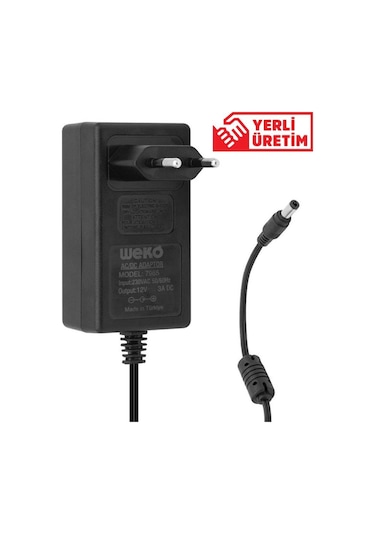 Weko 12volt 3amper 36watt 5.5x2.5 Uçlu Plastik Kasa Priz Tip Adaptör