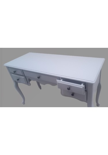 Dresuar Makyaj Masa 5 Çekmece Kayın Aslan Ayak Parlak Lake Gri Kutuda Sevk El Yapımı Gri