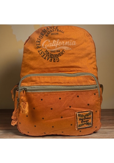 Kaliteli Renkli Vintage Disayn Günlük Sırt Gezi Okul Seyahat Çantası 31 Cm X 41 Cm Turuncu
