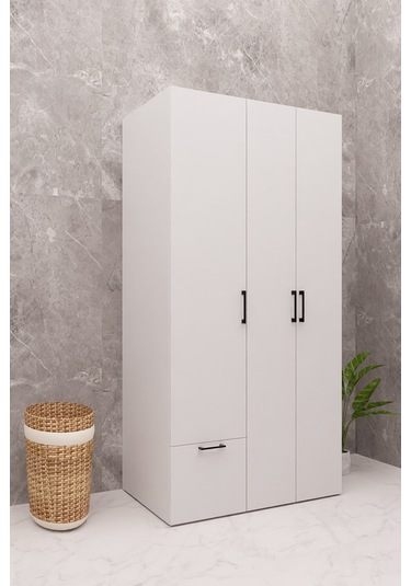 Mdf Çamaşır Makinesi Ve Kurutma Makinesi Dolabı Ütü Masalı Kapaklı Beyaz