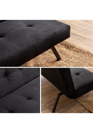 Pafu Zola Üçlü Yataklı Koltuk - Soho Siyah Siyah