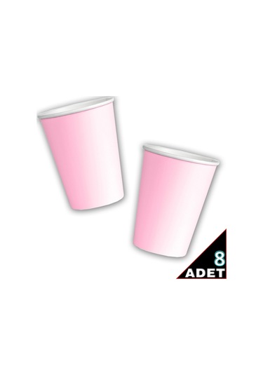 Makaron Karton Bardak. 8 Adet - Pembe