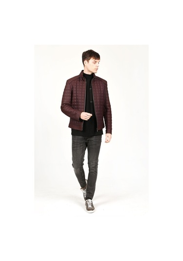 Dericlub E1203 Gummy Gerçek Deri Erkek Mont Bordo Bordo