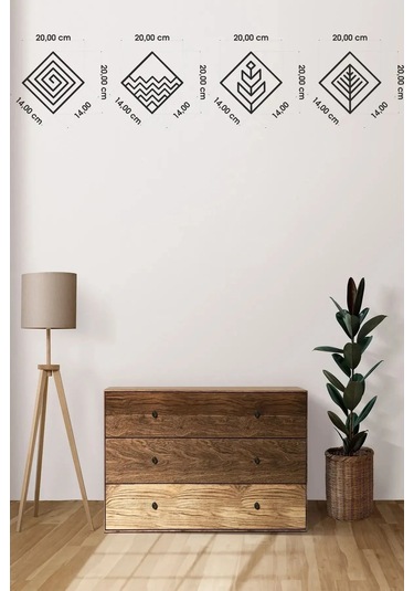 4 Element Kare Duvar Dekoru - Siyah Ahşap Mdf