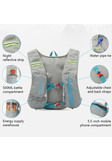 Ultra Hafif Koşu Çantası Yansıtıcı Nefes Alabilen Yürüyüş Sırt Çantası Naylon Açık Hava Spor Maraton Hidrasyon Sırt Çantası Turuncu