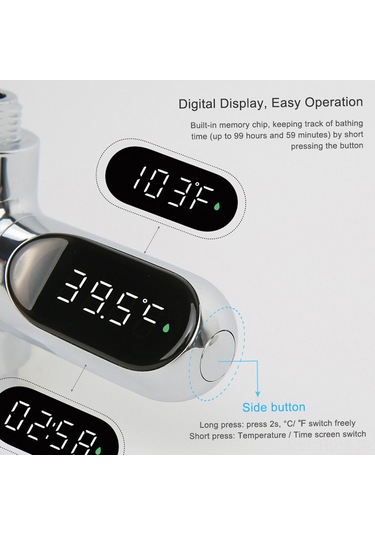 Suofeng Bebek Duş Su Sıcaklığı Ölçerü, Akıllı Led Gösterge, 5-85 C Aralığı, Pilli Olmayan, Su Enerjili, Banyo İçin Abs Malzeme