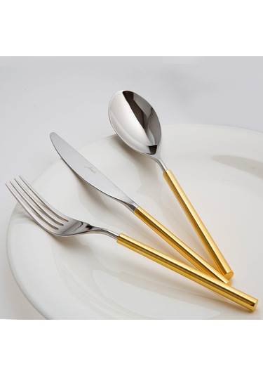 Jumbo 6000 Roller Altın 12 Kişilik 84 Parça Çatal Kaşık Bıçak Takımı Altın