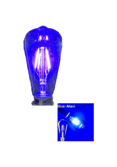 4 W Mavi Işık 4 Flamanlı Rustik E27 Duy Led Ampül Renkli 1 Adet