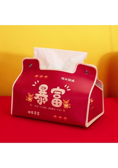 Sones Yeni Yıl Sevimli Mendil Kutusu Su Geçirmez Mendil Kutusu Yurt Araba Taşıma Oturma Odası Evrensel Mendil Kutusu, Stil: Zengin