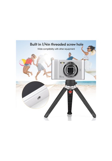 Kangvka D01 1080p Çift Lensli Dijital Kamera, 5000w Piksel, 8x Zum, 2.4 İnç Ekran, Dahili Flaş, 32gb Tf Kart İle Gümüş