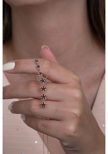 Gümüş Kayan Sıralı Yıldızlar Kolye Wsn61