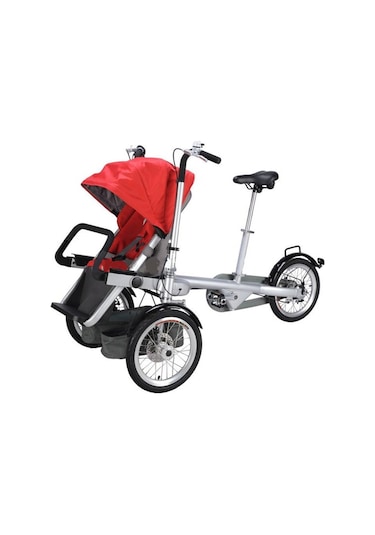 Ebax Bisikletli Bebek Arabası Kırmızı 150kg Taşıma Kapasiteli