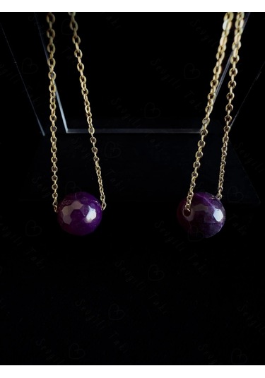 Akik Doğal Taşlı Gold Çelik Küpe -doğa Serisi Altın