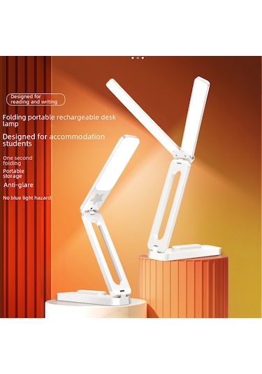 Yunboo Göz Koruyucu Çift Işıklı Çalışma Lambası - Çok Fonksiyonlu, Katlanabilir, Şarj Edilebilir 4000mah - Ev, Dormitorya Ve Ofis İçin Beyaz Diğer