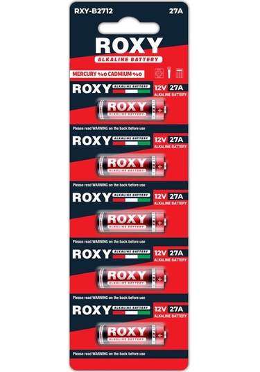 Roxy Rxy-b2712 İnce 12 Volt Alkalin 27a Alarm Kumanda Pil 5'li Paket