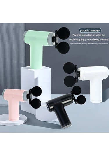 Motion003 Pembe Yuksek Guclu Tam Vucut Rahatlatıcı Sarj Edilebilir Derin Doku Masaj Aleti 4 Baslık Pembe